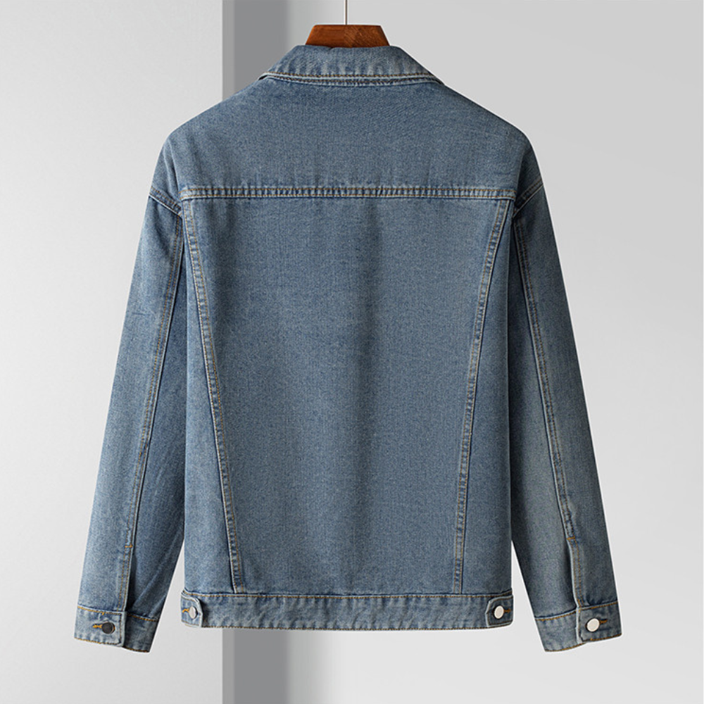 Denim Jacket with Button Front and Vintage