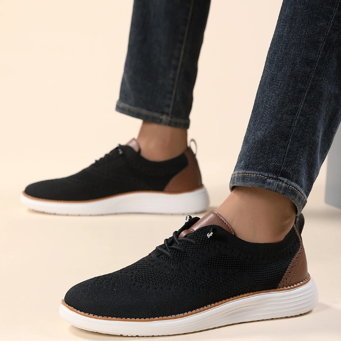 Knit Brogue Shoes with Breathable Upper