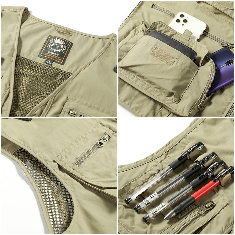 Wool Blend Vest with Multiple Pockets