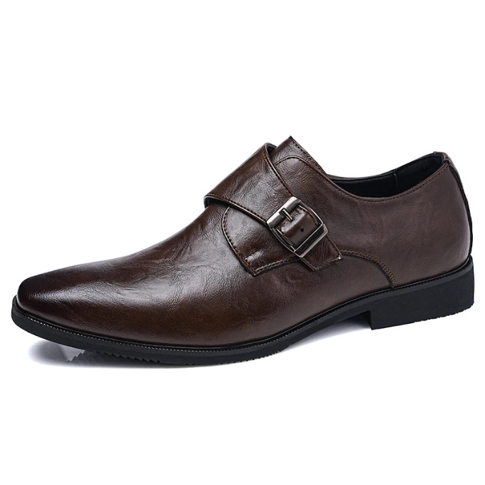 Refined Full-Grain Leather Monk Strap Shoes