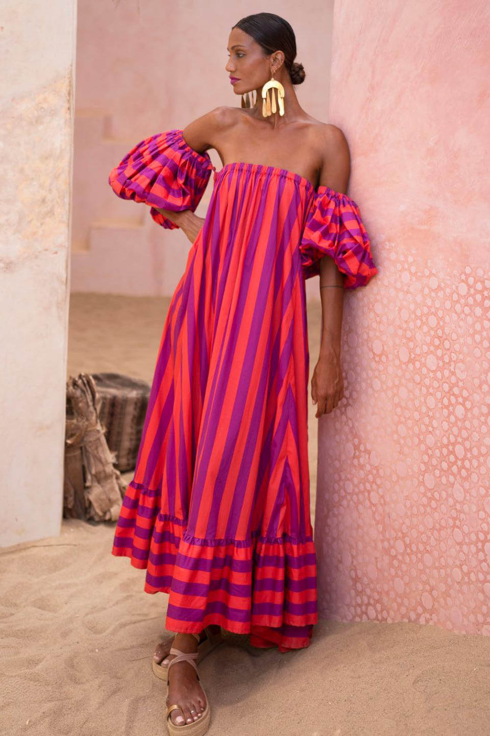 Modern Vermilion Waltz Strapless Dress