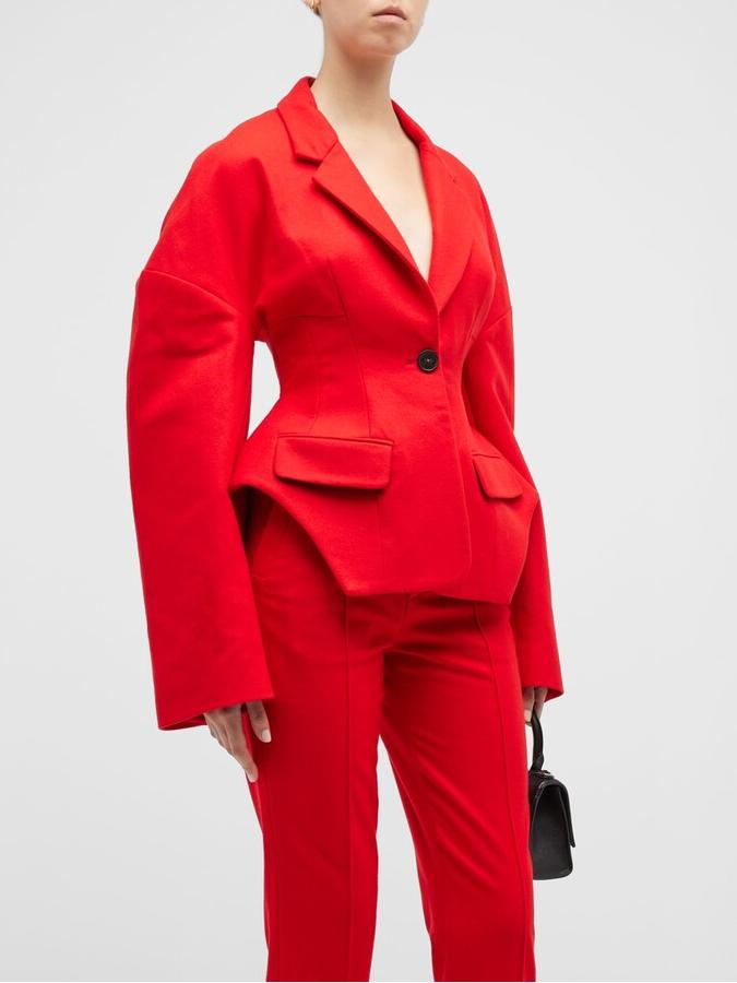 Blazer with Fitted Cut, Button Closure and Structured Shoulders