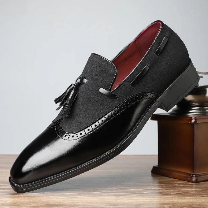 Polished Full-Grain Leather Loafers with Brogue Detailing