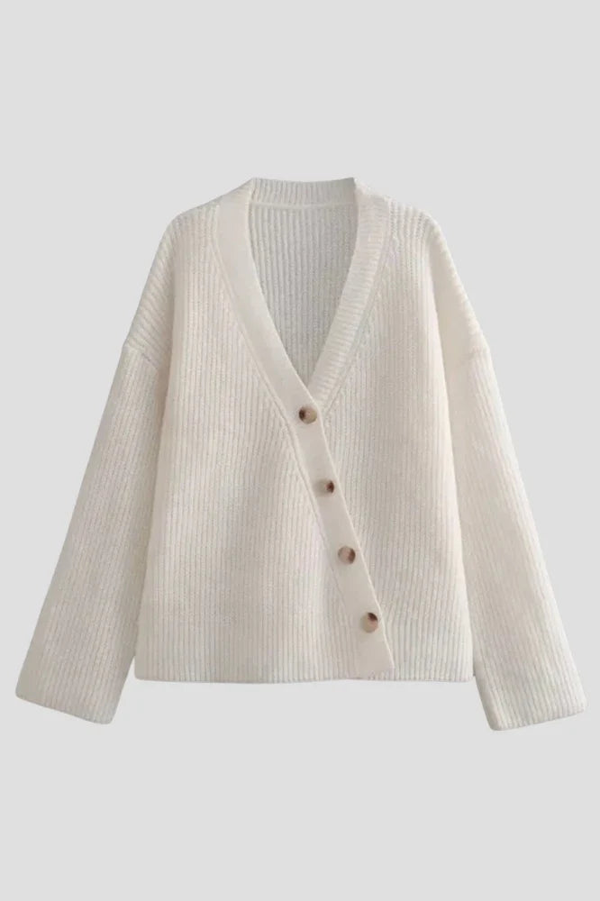 Relaxed Street Solid Buttons Pleated V-Neck Outerwear