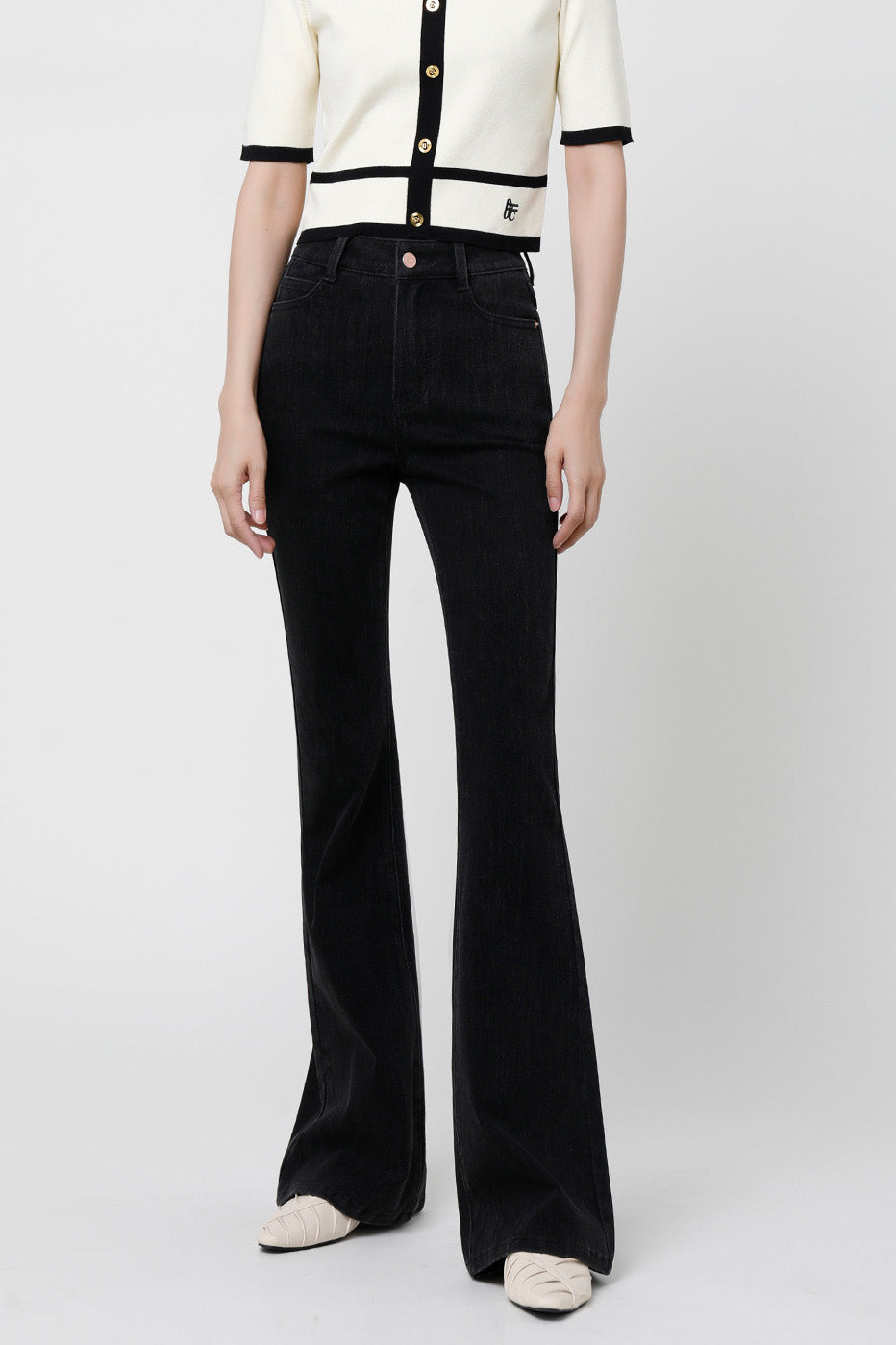 Modern Black Slim Flare Jeans