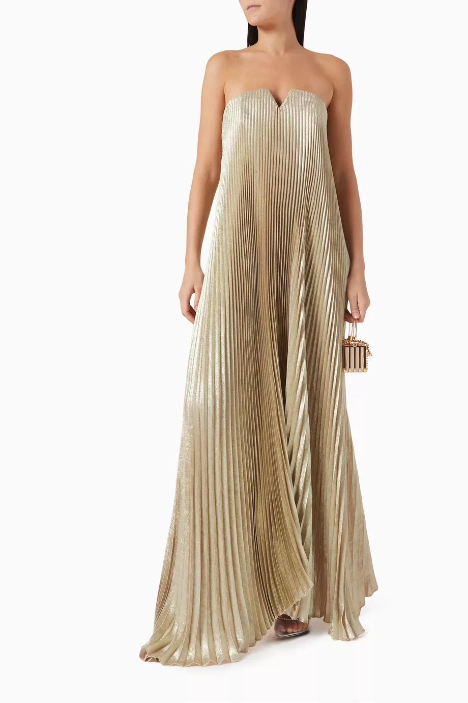 Orange Flower Sweetheart Maxi-Length Dress