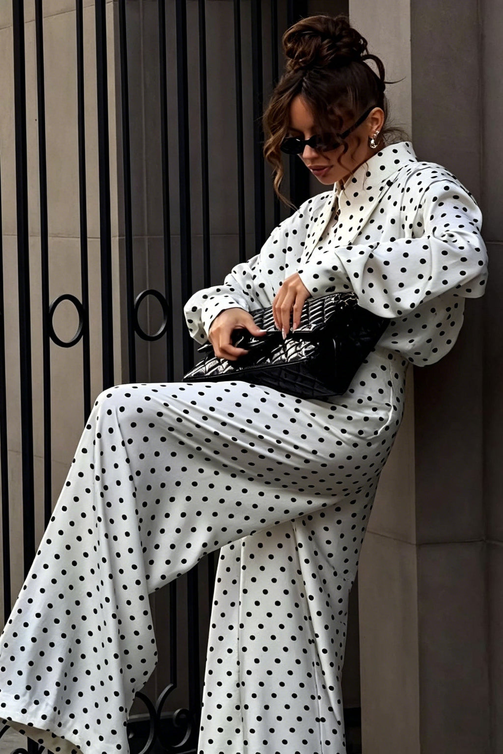 French Style Polka Dot Trousers Set