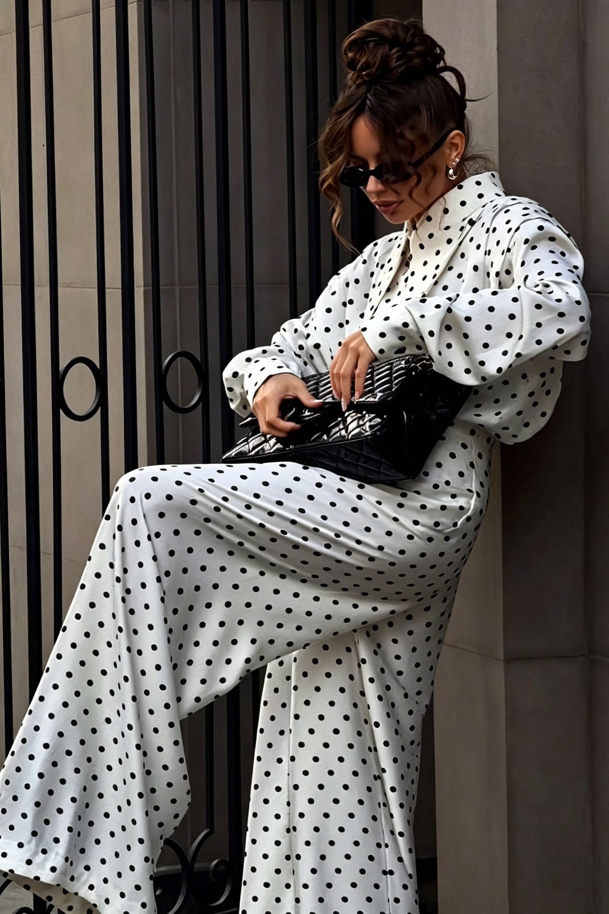 French Style Polka Dot Trousers Set