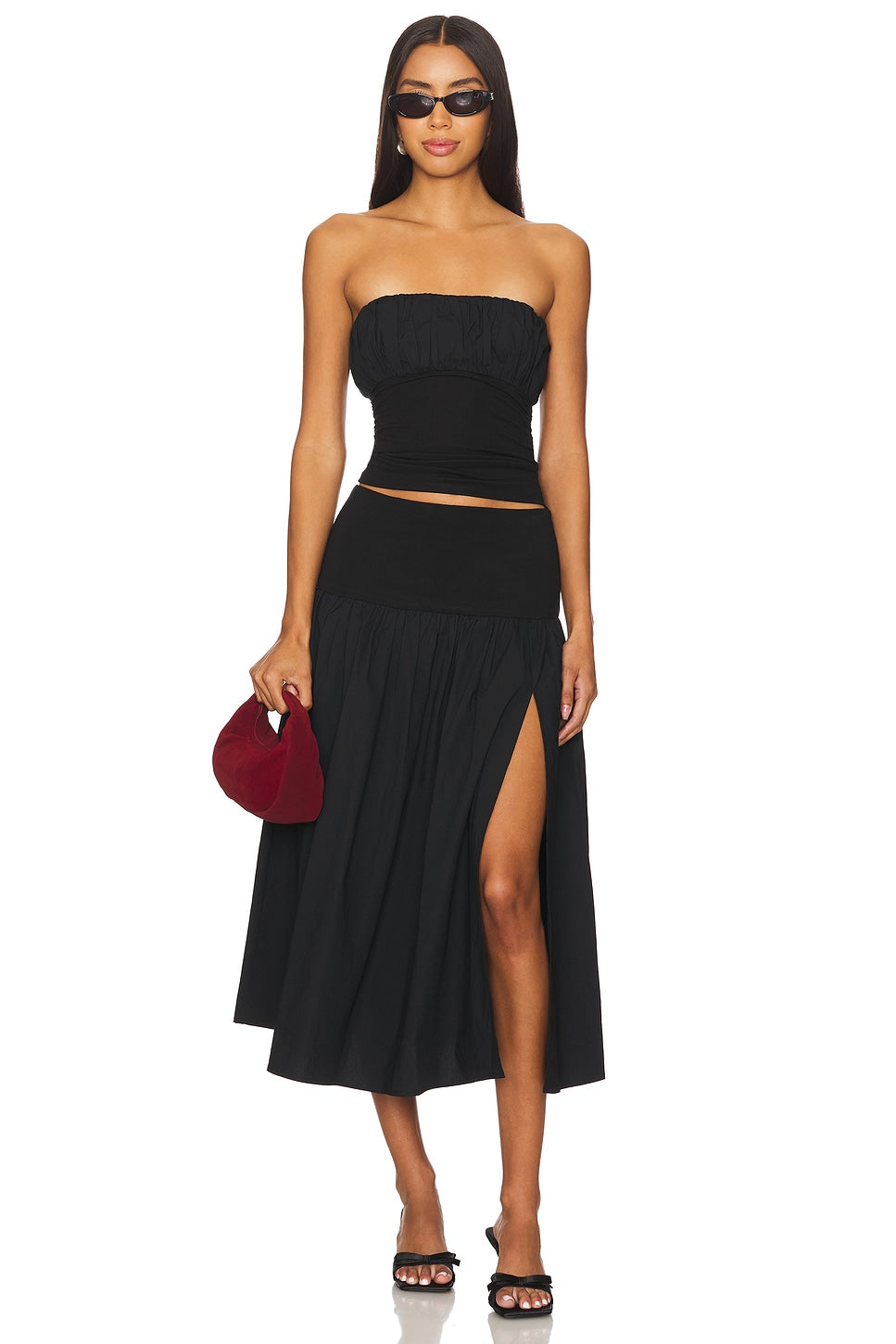 Modern Lucy Black Slit Maxi Skirt