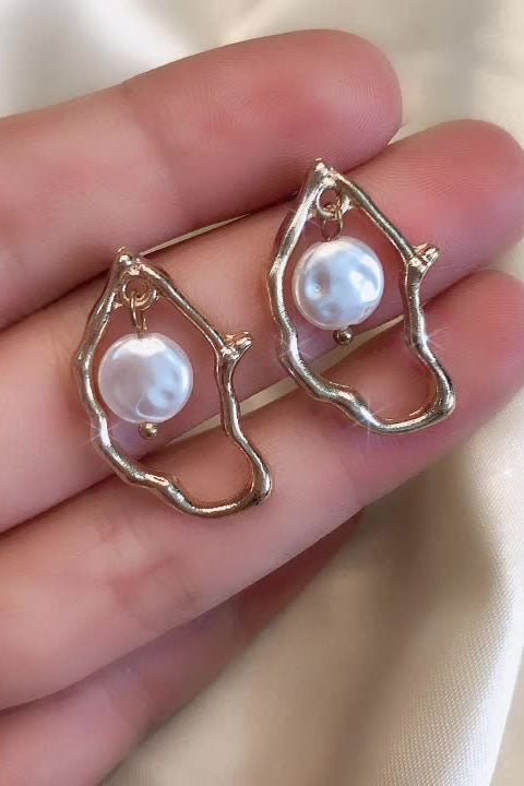 Statement Oyster Pearl - Irregular - Shaped Drop Earrings