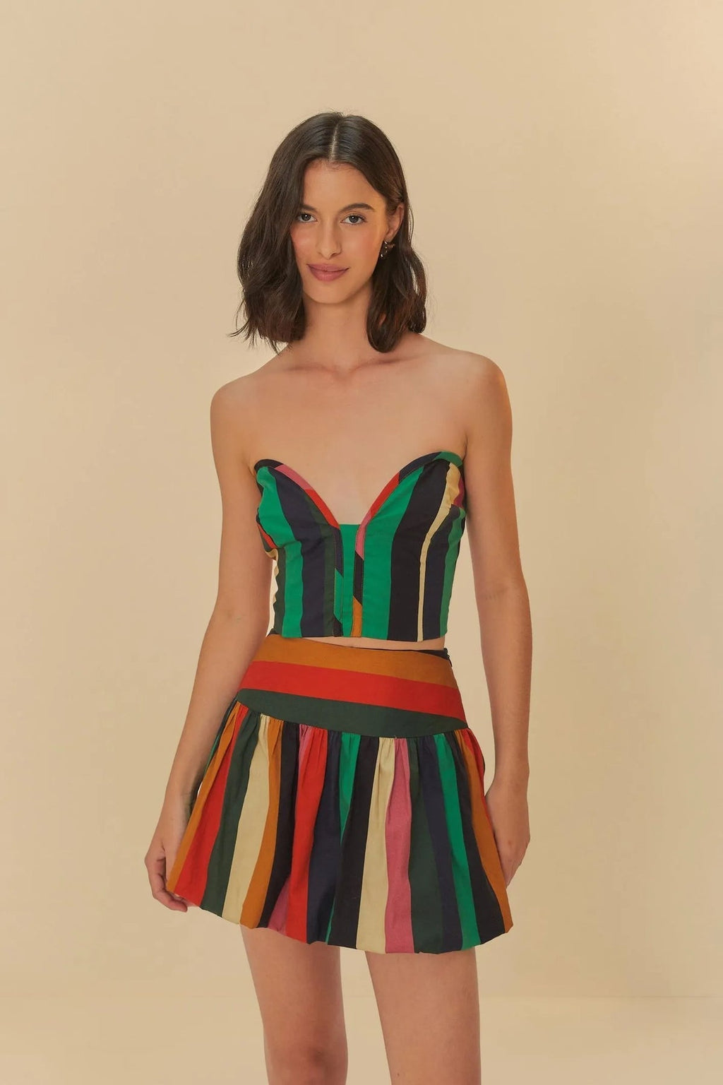 Modern Colorful Striped Lantern Skirt