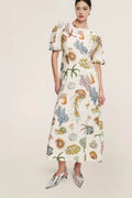 Modern Graffiti Print Puff Sleeve Dress