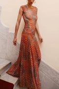 Coordinated Ripple Glow Mesh Bodysuit Skirt Set