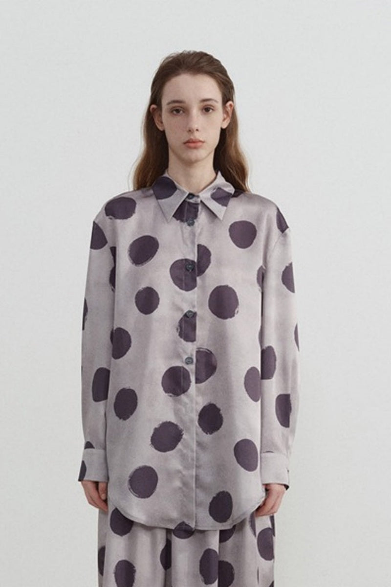 Modern Polka Dot Print Long Sleeve Shirt