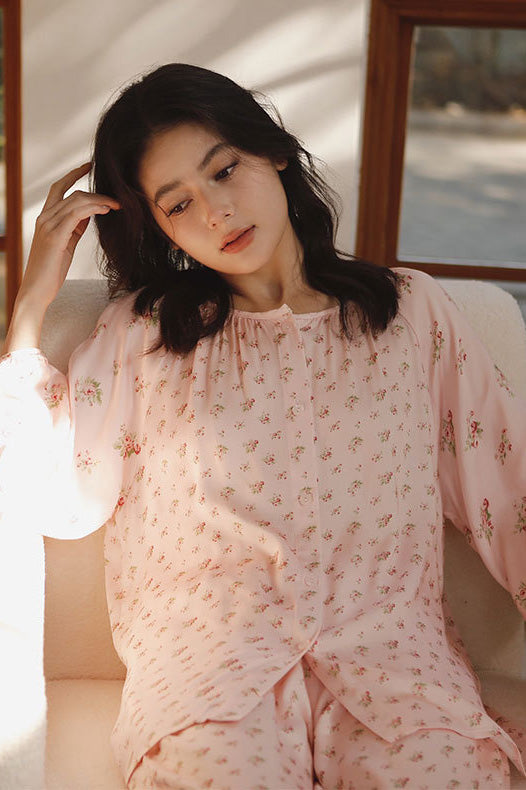 Loose-Fit Satin Patterned Sleepwear