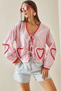 Modern Hearts Long Sleeves Blouse