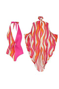 Halter Swimsuit and One-Shoulder Bikini