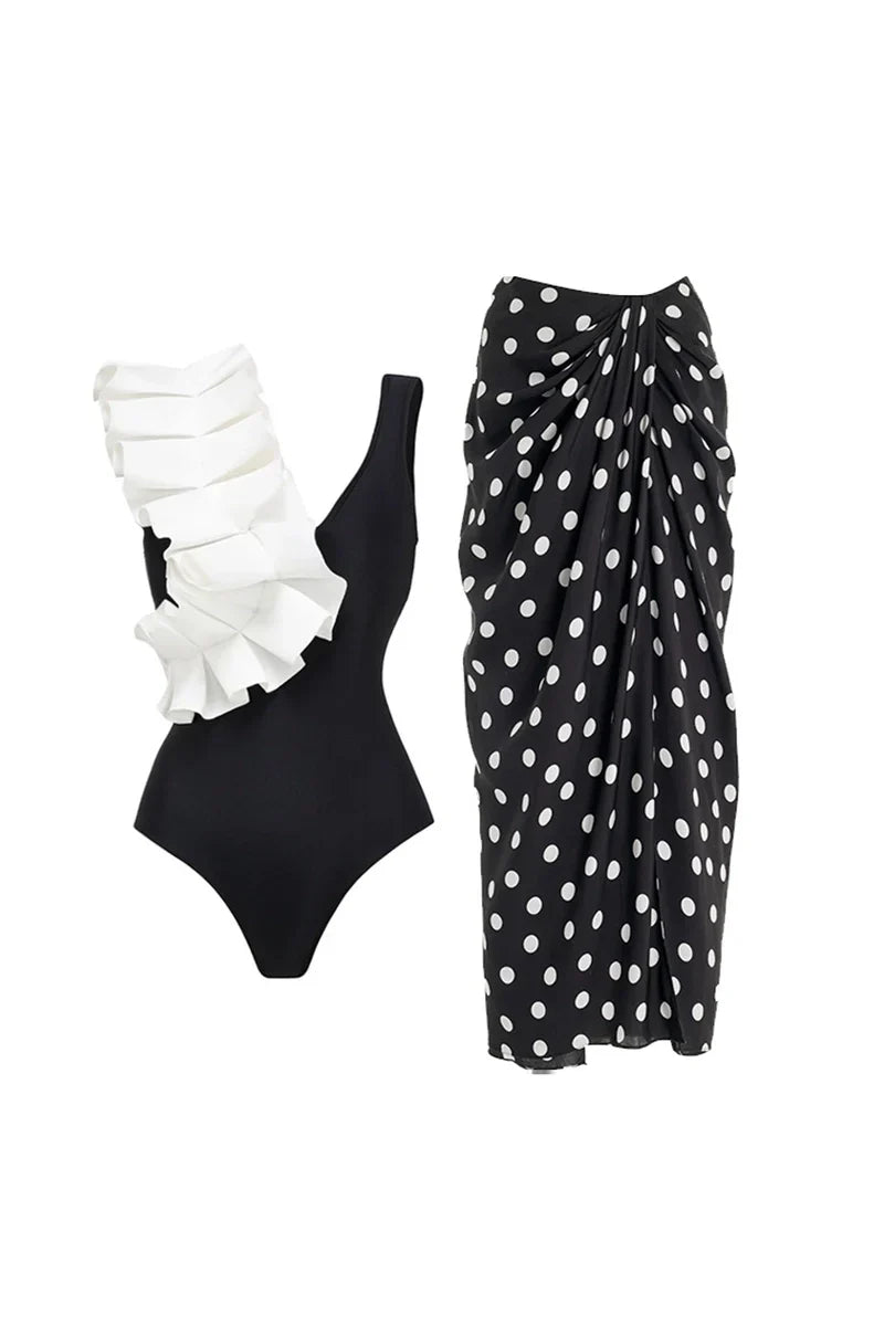 Refined Polka Dot One-Piece Swimwear