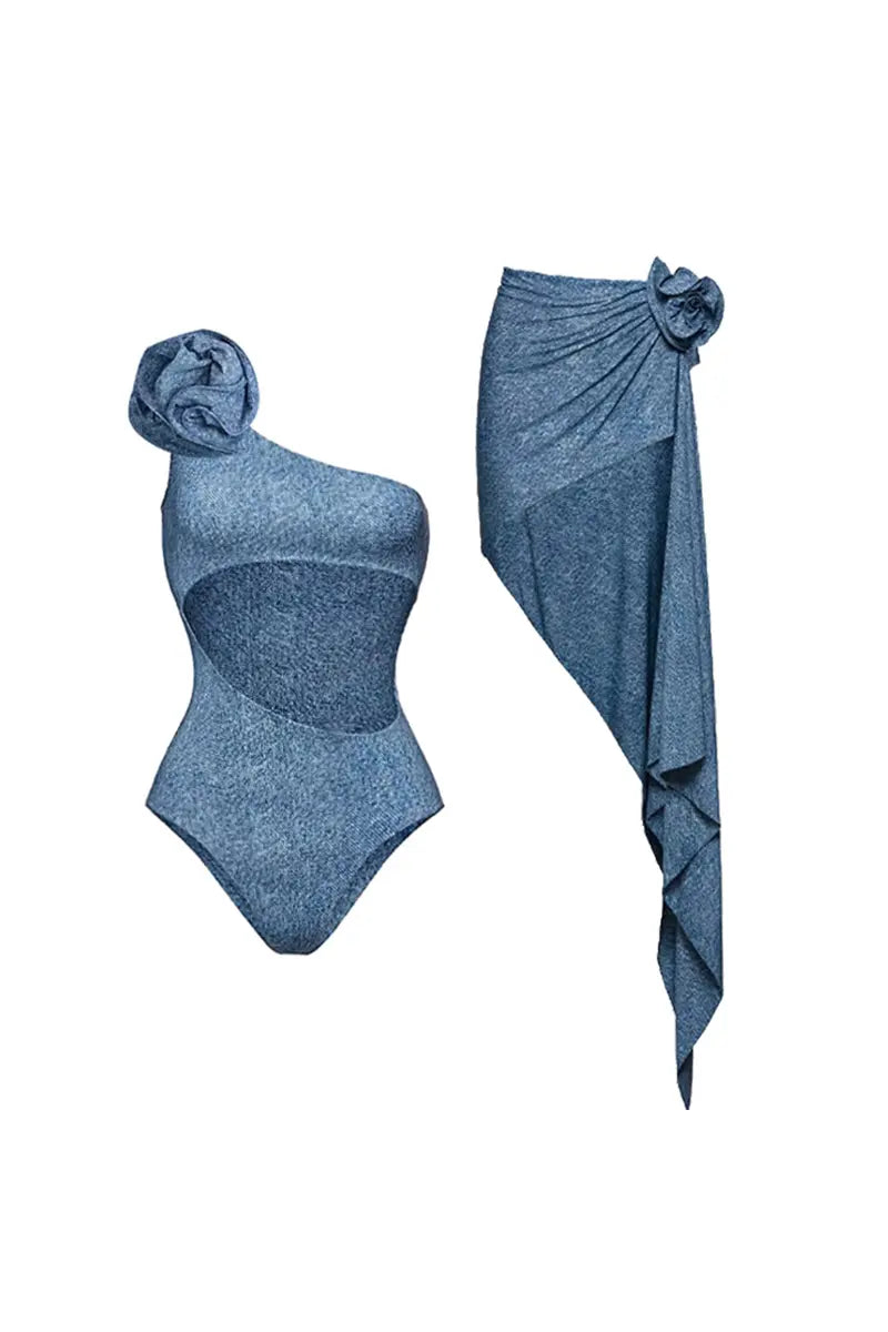 3D Flower One-Shoulder Sexy Monokini