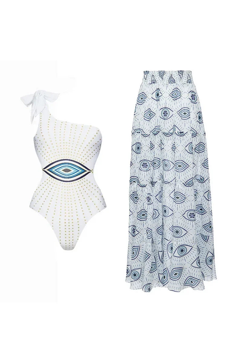 Evil Eye Print One-Piece Swimwear