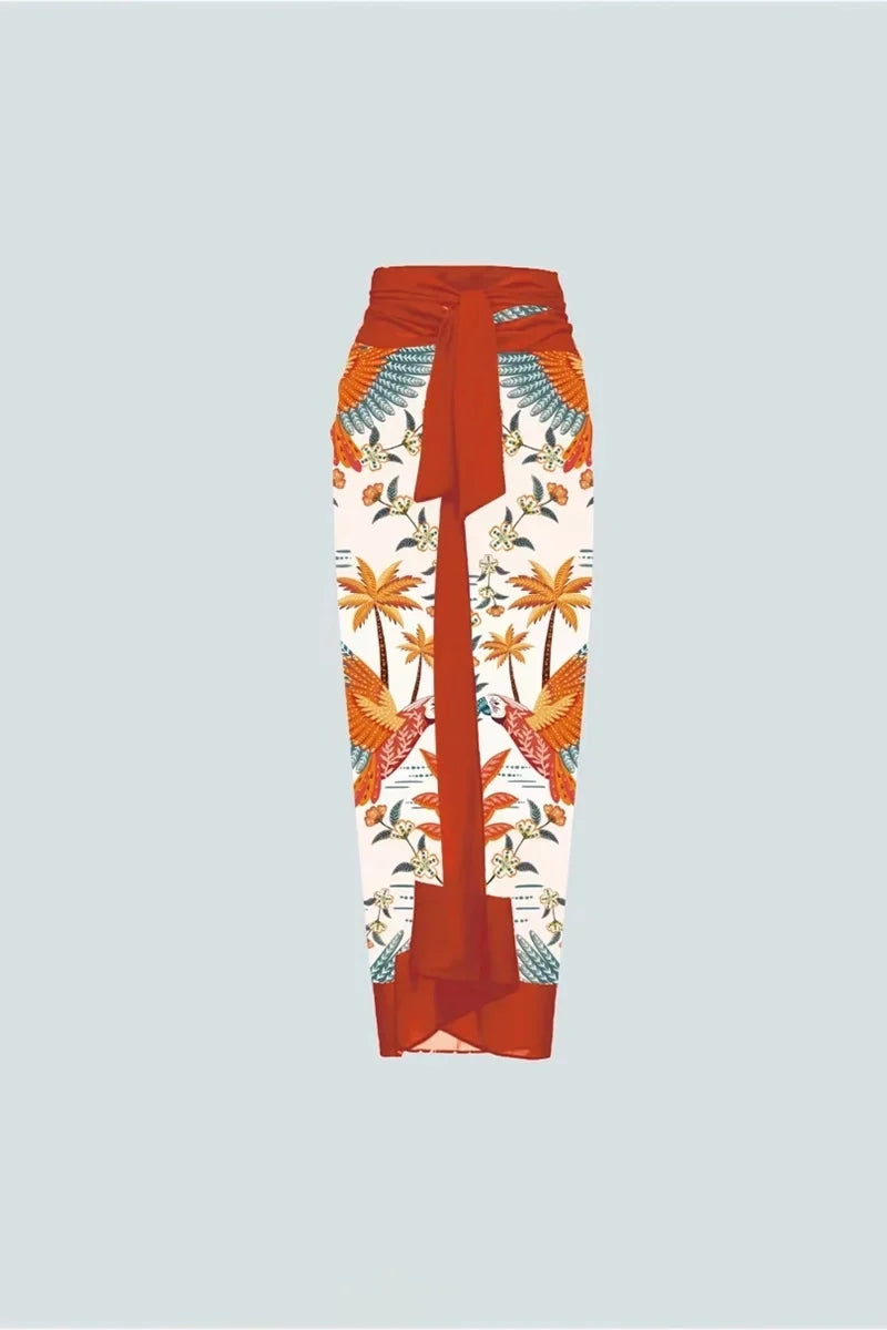 Flower Print One-Piece with 3D Flower Detail