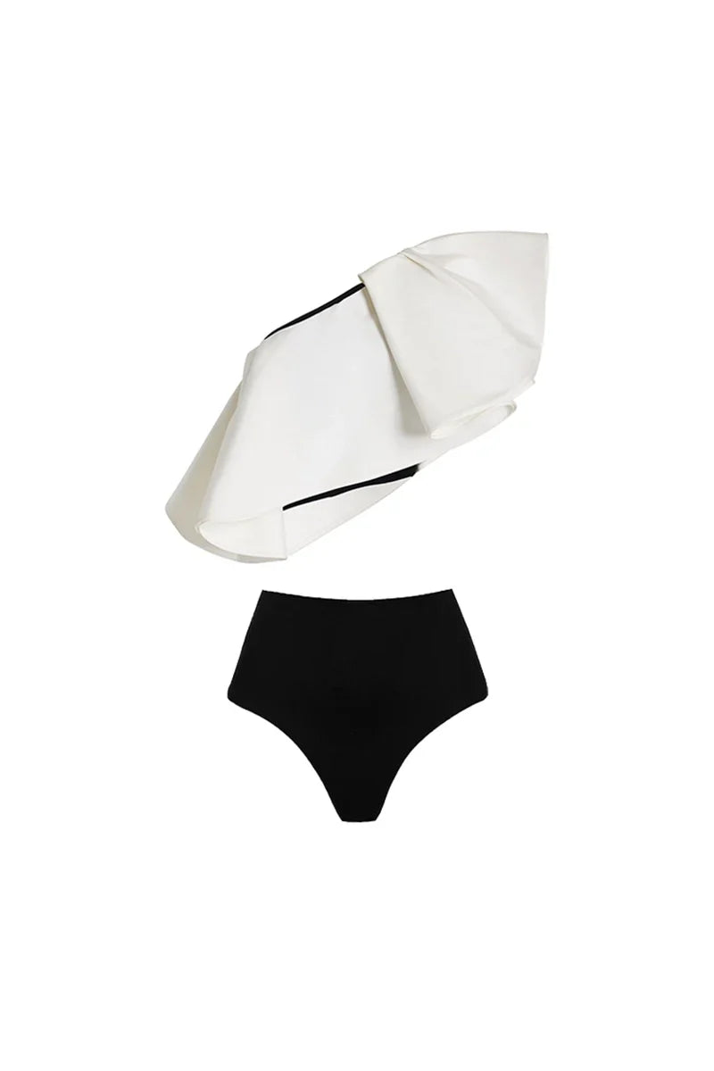 Two-Piece Bikini with Polka Dot Wrap Skirt