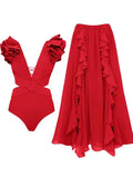 3D Flower Shoulder Embellished Cut-Out Swimsuit