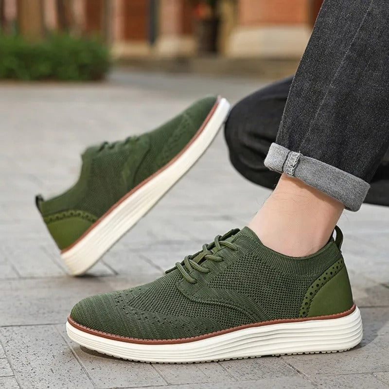 Knit Brogue Shoes with Wingtip Brogue Detail