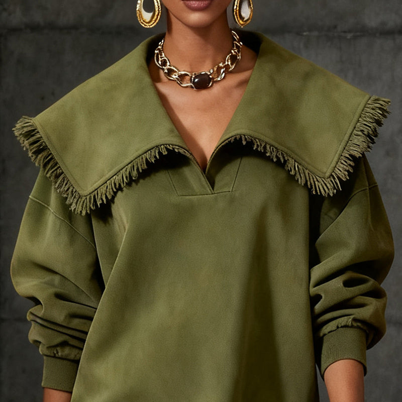 Modern Women's Western Retro Style Autumn And Winter New Suede Dress
