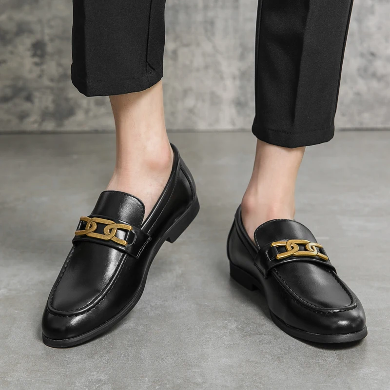 Vegan Leather Loafers with Two-Tone Detail