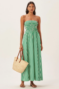 Maud Smocked Stripe Tube Maxi-Length Dress