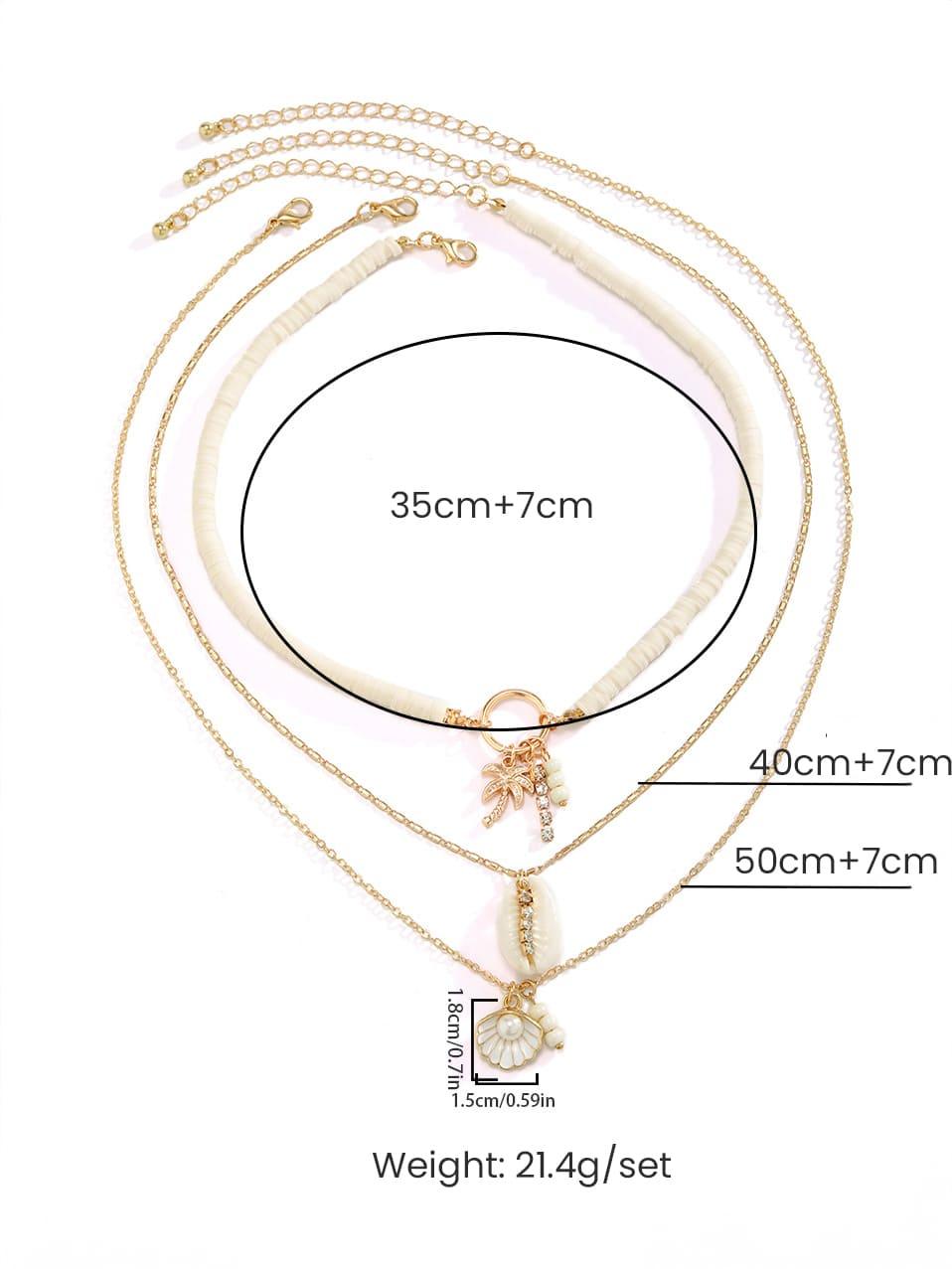 Statement Shell And Sunflower Pendant Multi-layered Necklace