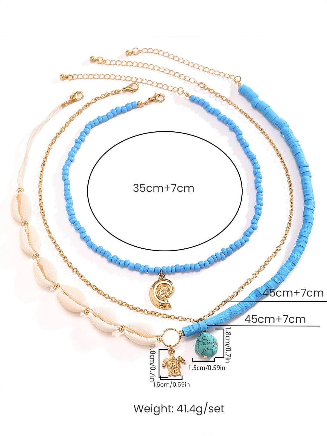 Statement Bora Bora Shell Bead Multi-Layer Necklace Gold