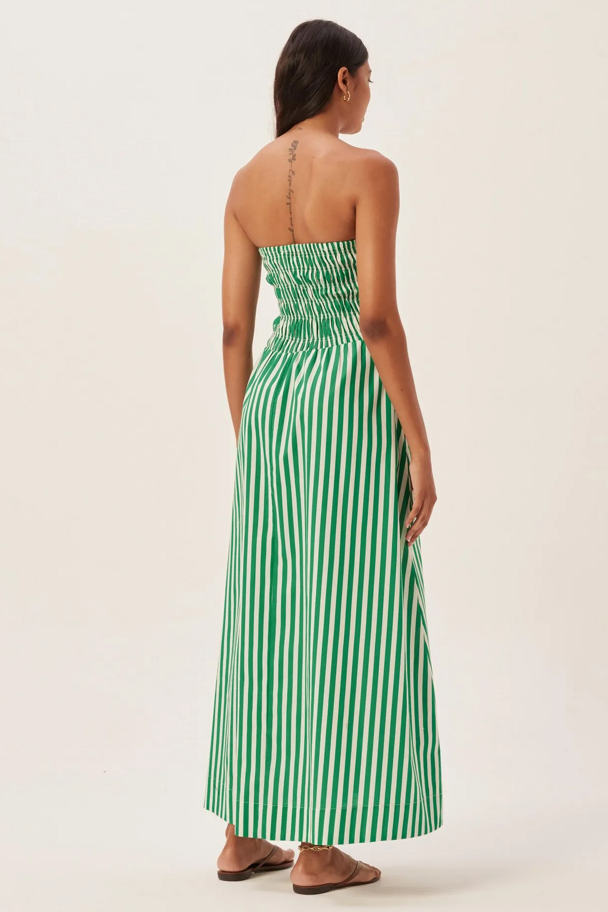 Maud Smocked Stripe Tube Maxi-Length Dress