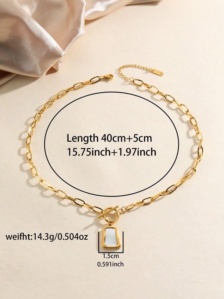 Statement Gold-Plated Geometric Square Necklace