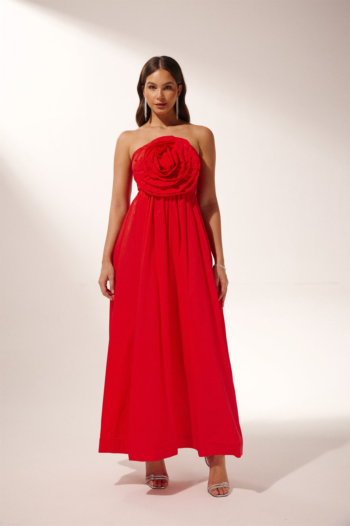 Frederica Flower Strapless Maxi-Length Dress