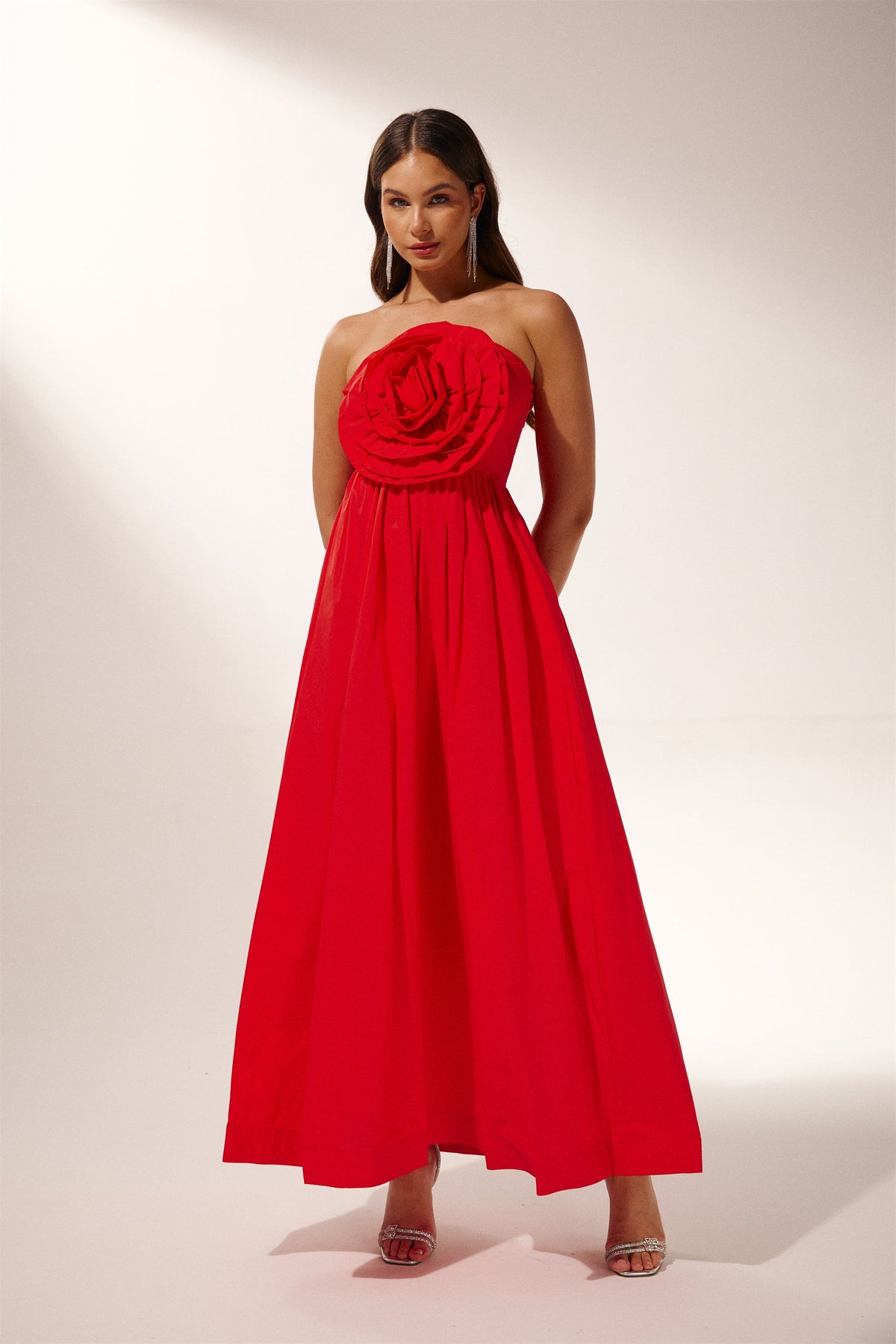 Frederica Flower Strapless Maxi-Length Dress