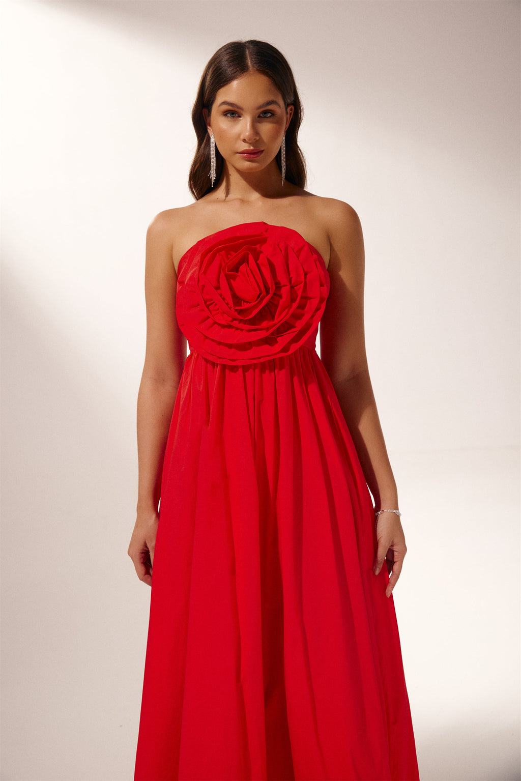 Frederica Flower Strapless Maxi-Length Dress