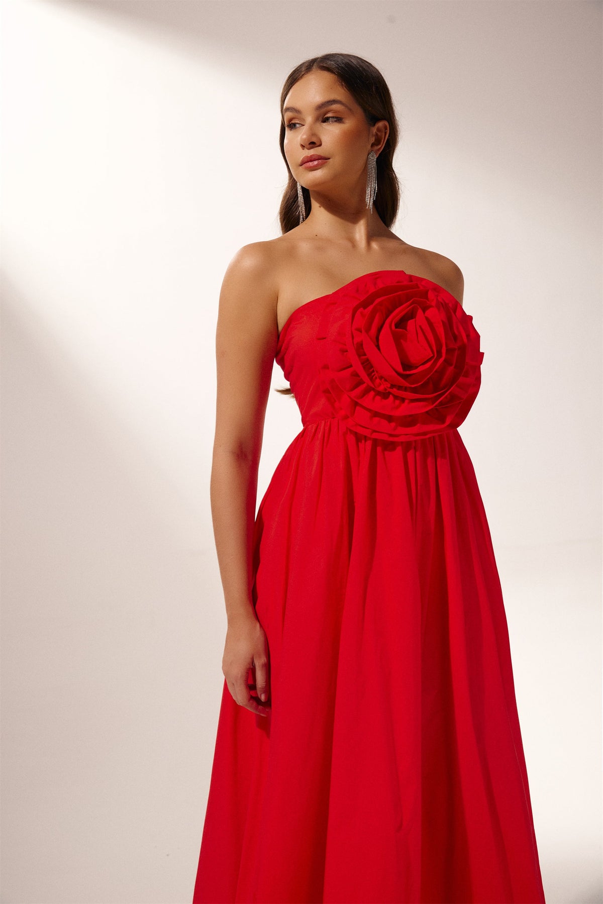 Frederica Flower Strapless Maxi-Length Dress