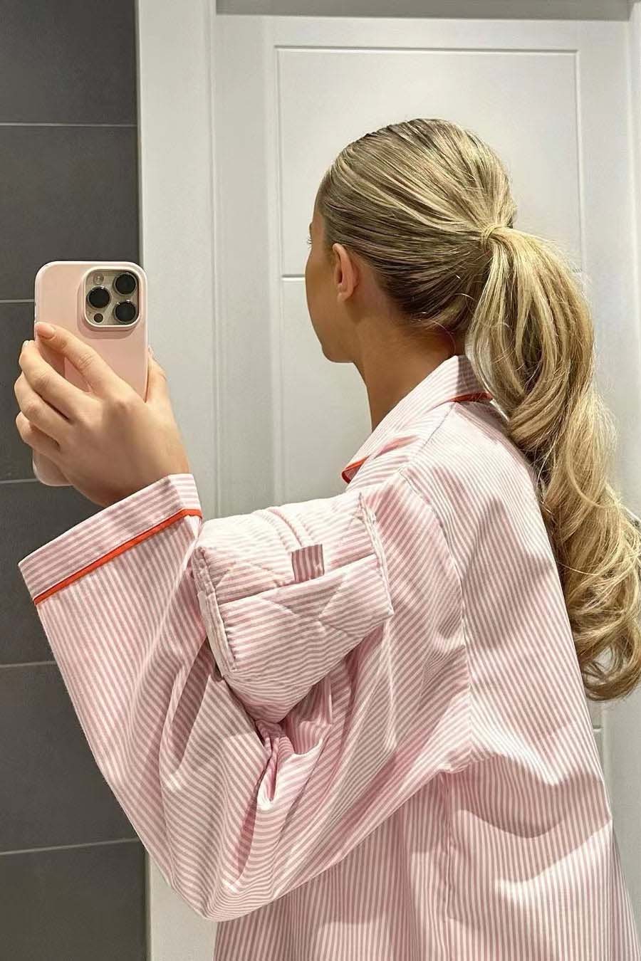 Coordinated Pink Striped Heart Pajama Set