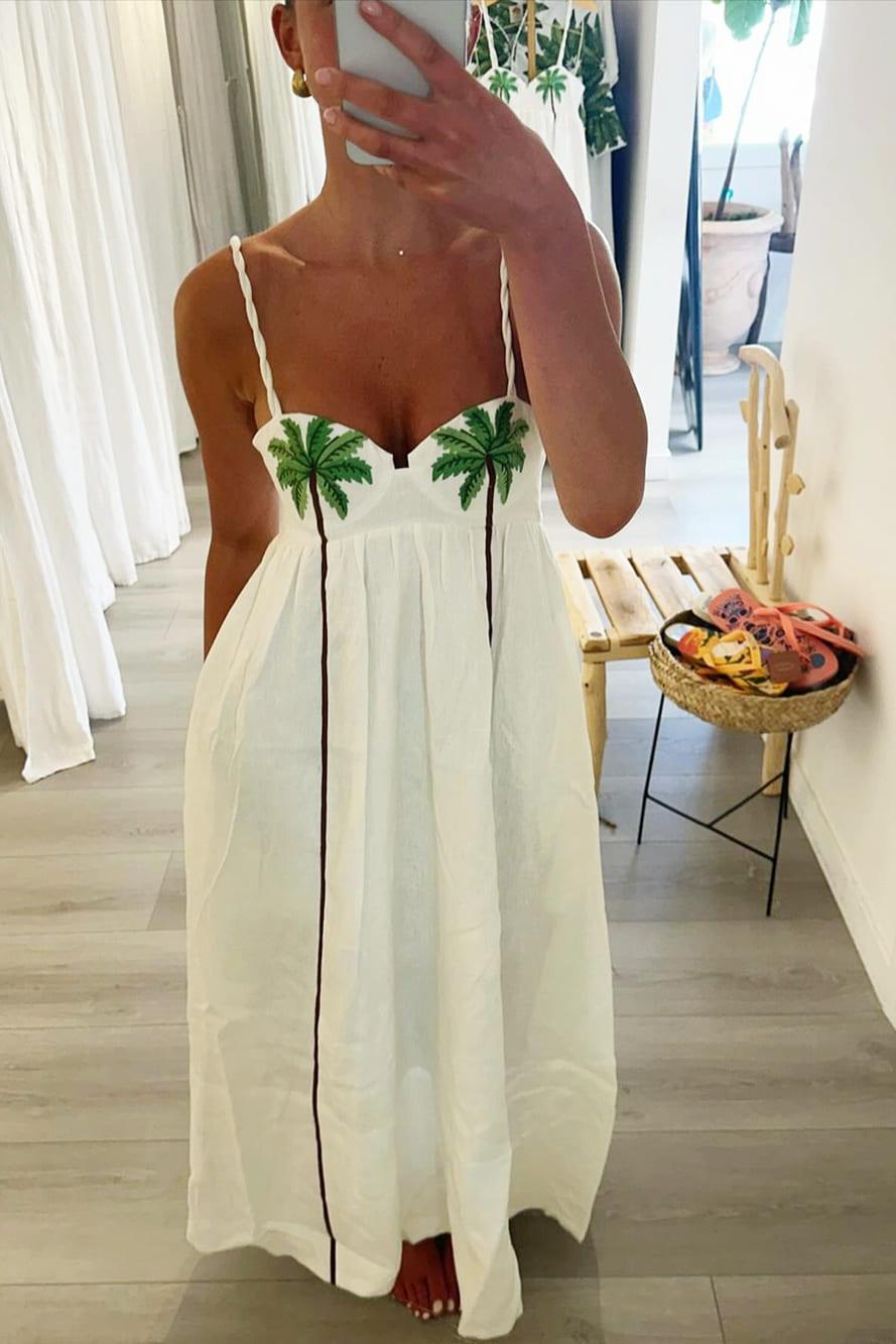 Modern Palm Oasis Slip Dress