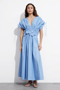 Maggie Flower Applique V-Neck Maxi-Length Dress
