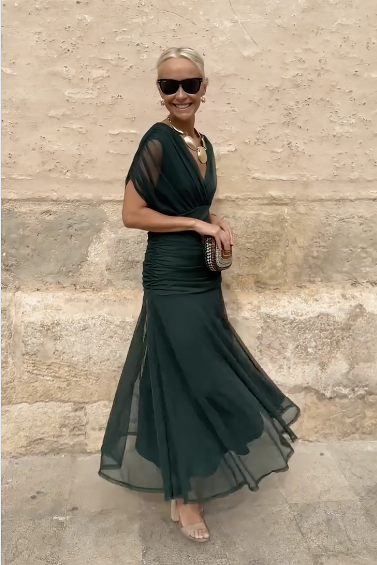 Chocolate Tulle Maxi-Length Dress