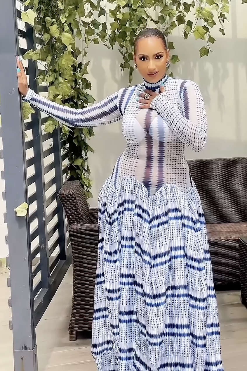 Modern Tie-Dye Slim-Fit Hip-Enhancing Evening Gown