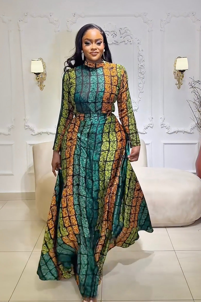 Coordinated Emerald Kente Royalty Skirt Set