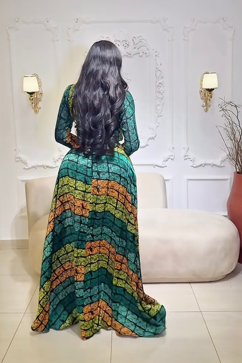 Coordinated Emerald Kente Royalty Skirt Set