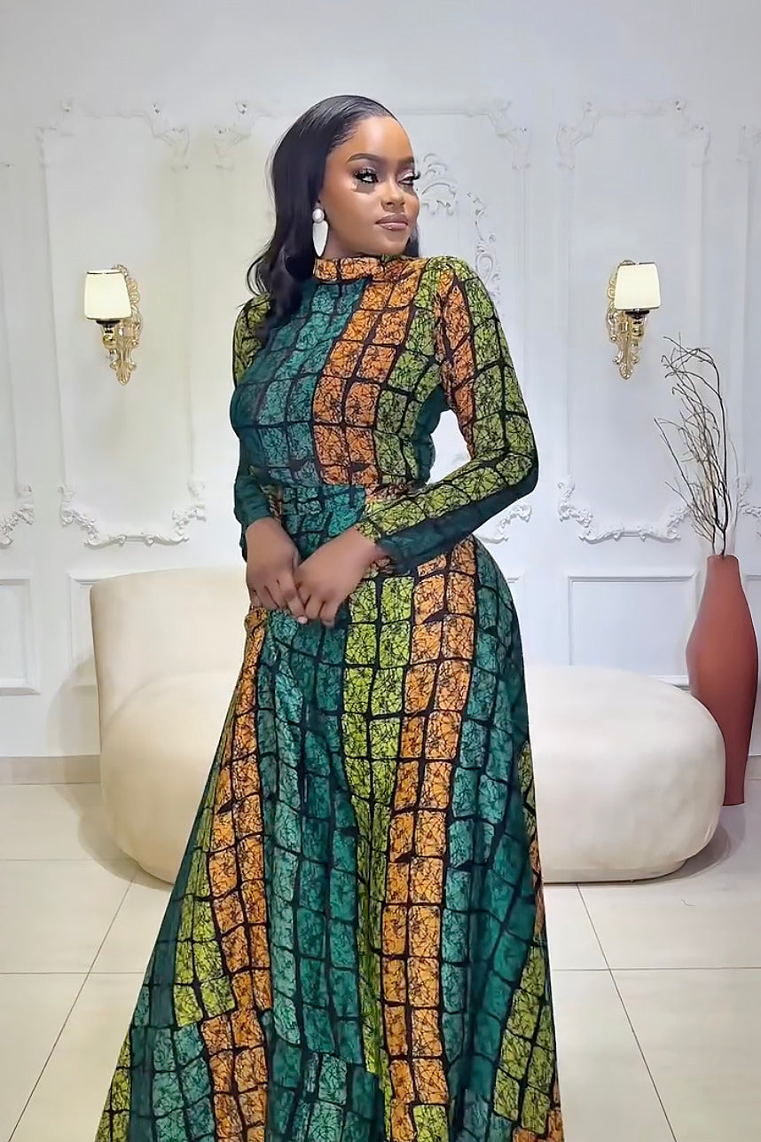 Coordinated Emerald Kente Royalty Skirt Set
