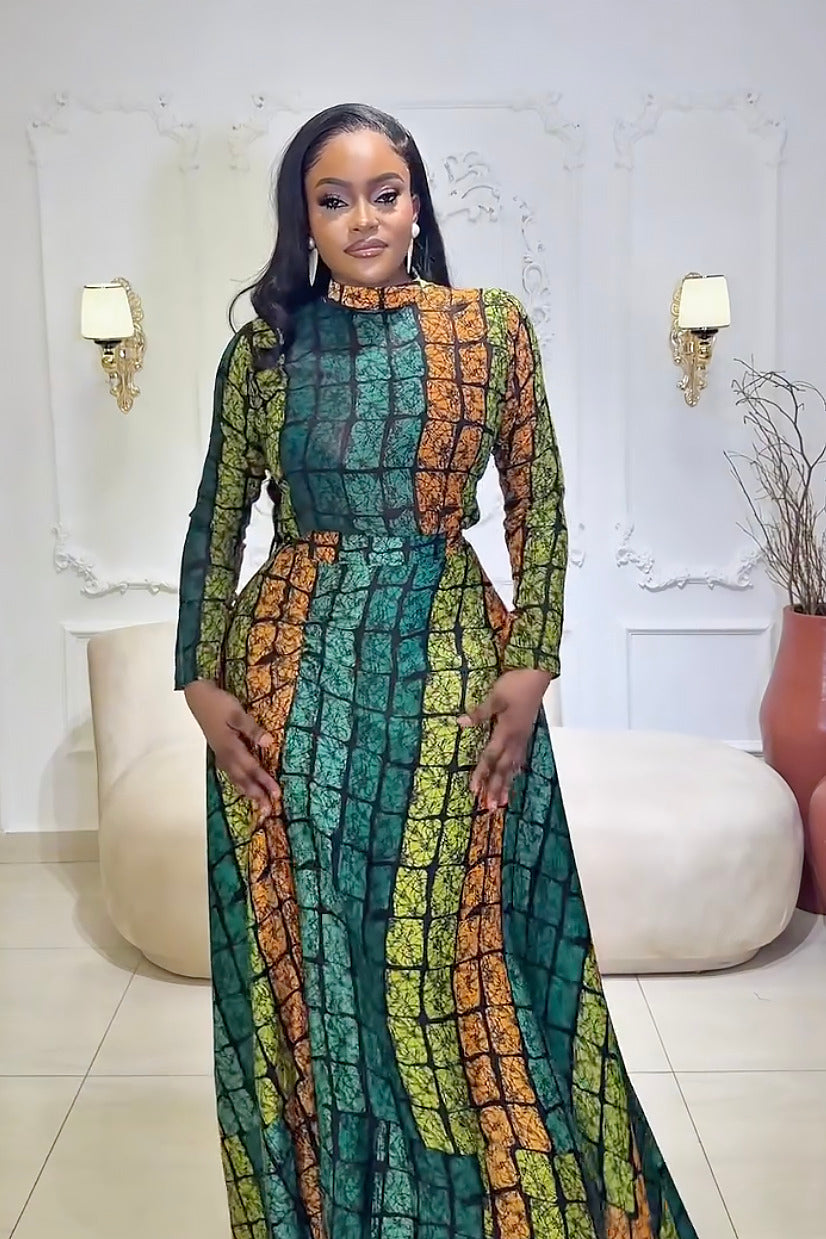 Coordinated Emerald Kente Royalty Skirt Set