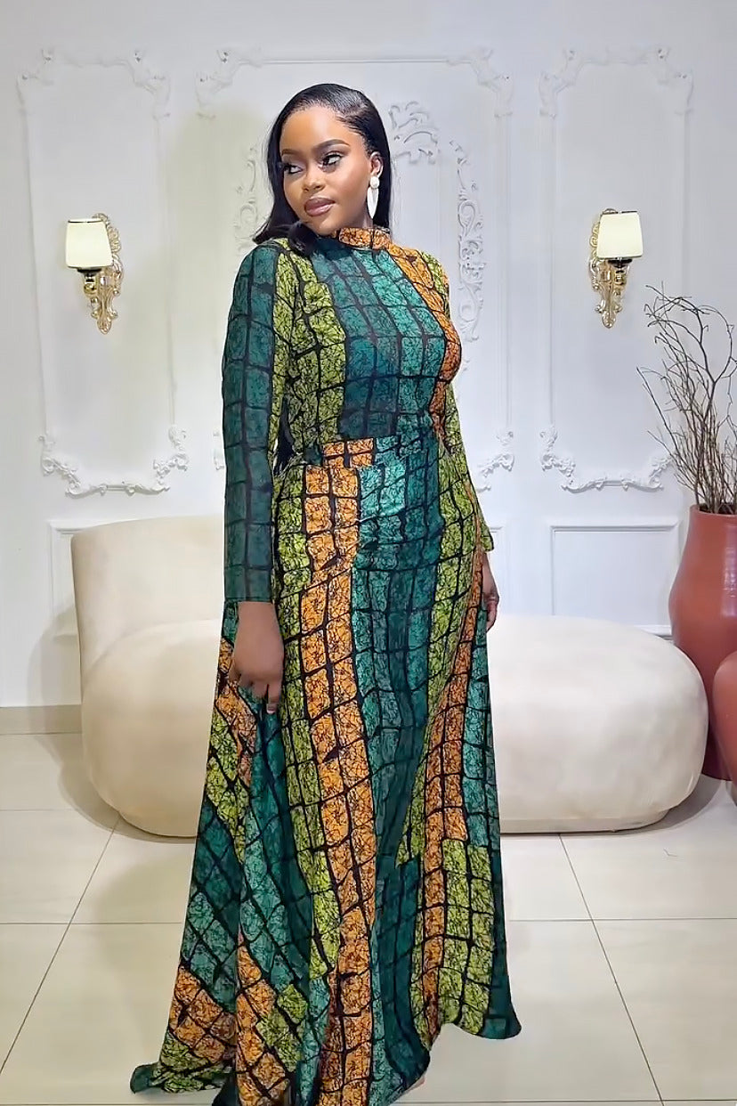 Coordinated Emerald Kente Royalty Skirt Set
