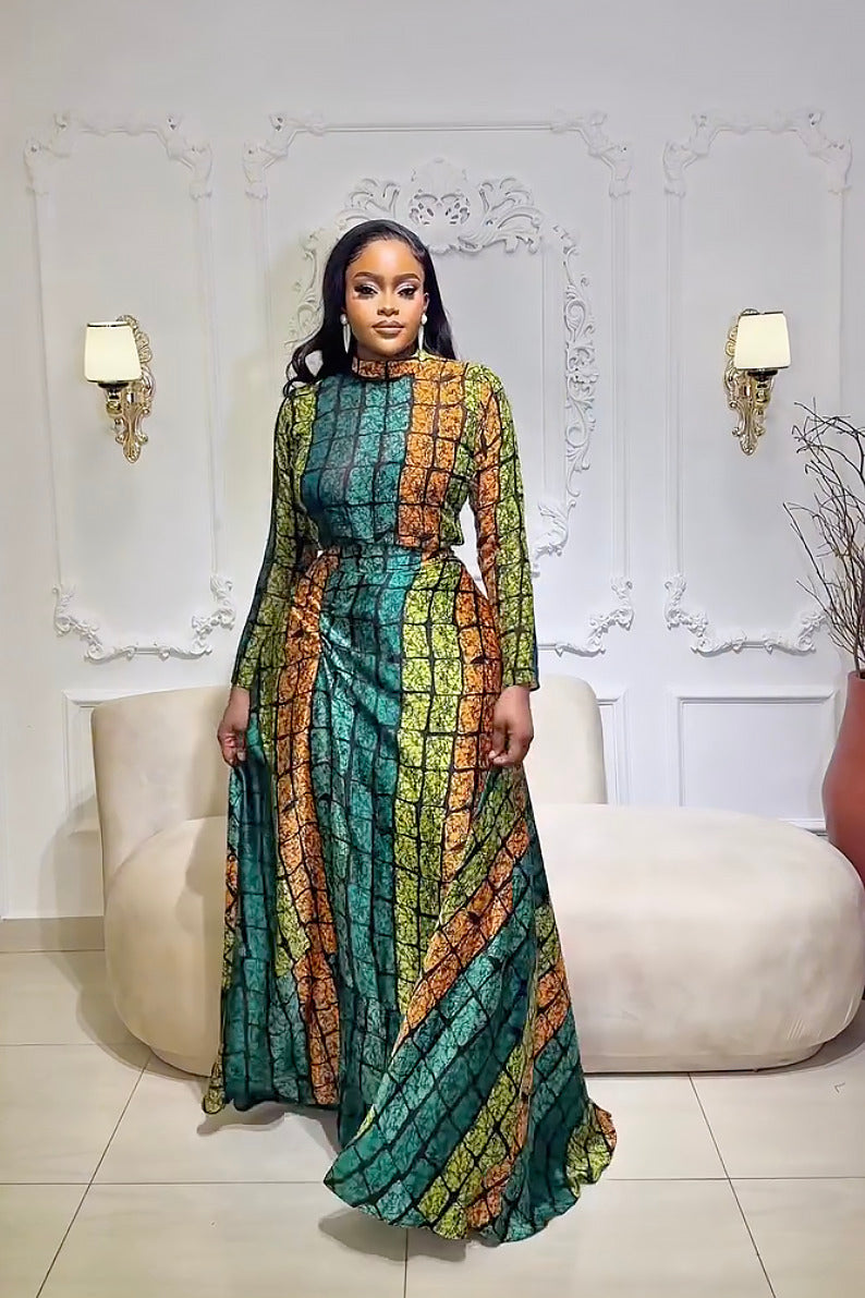Coordinated Emerald Kente Royalty Skirt Set